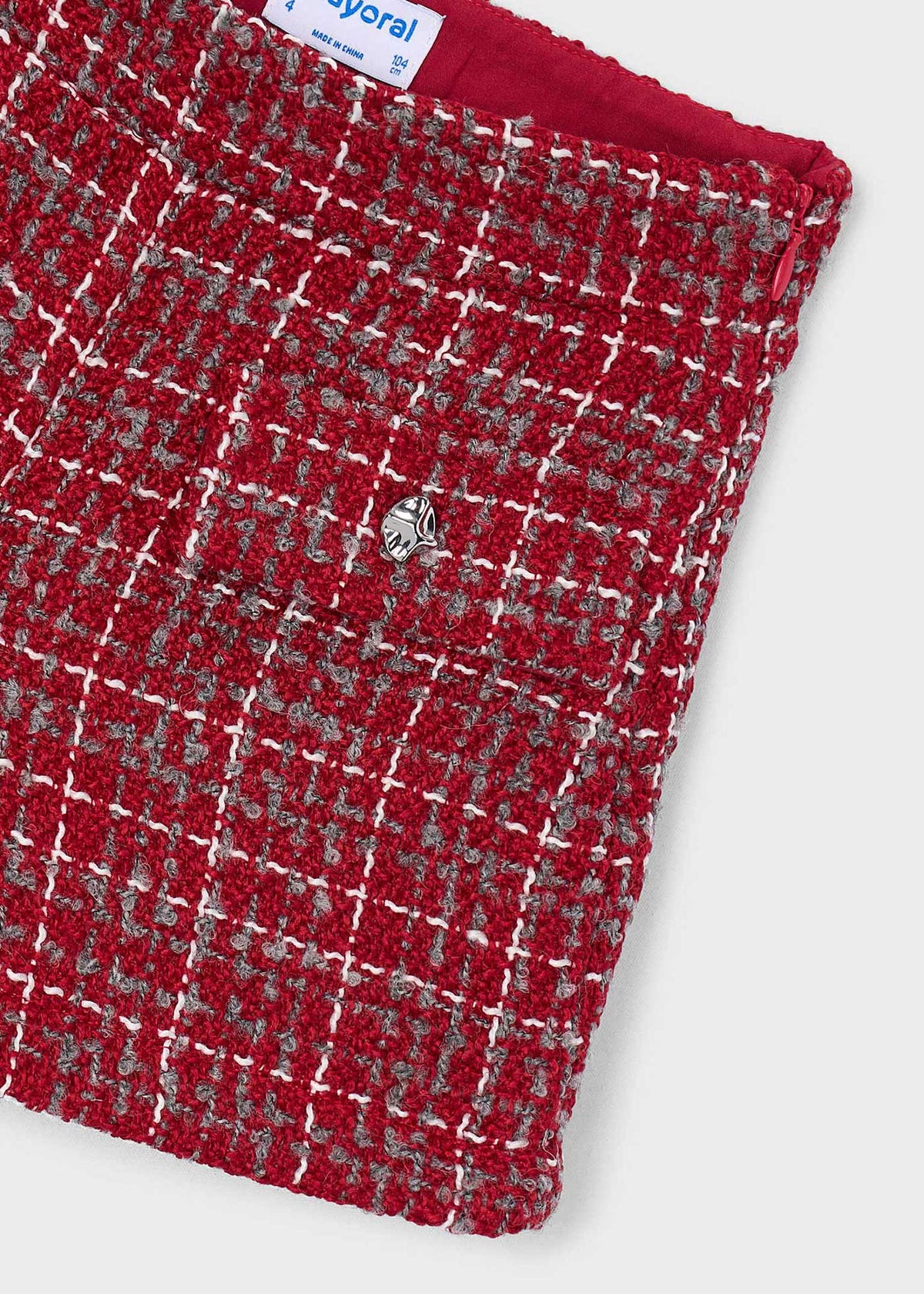 Red Plaid Tweed Shorts