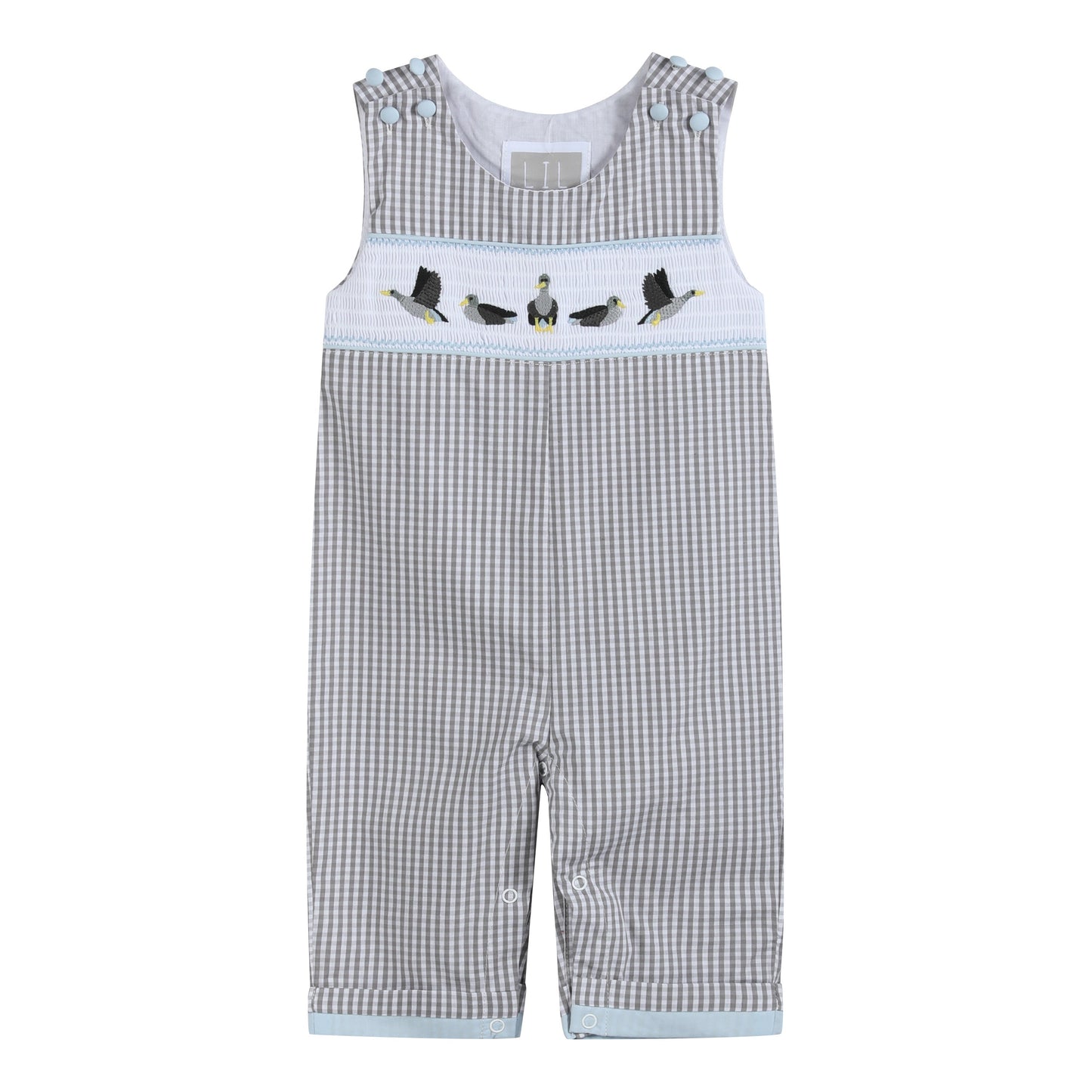 Gray Mallard Smocked Overalls