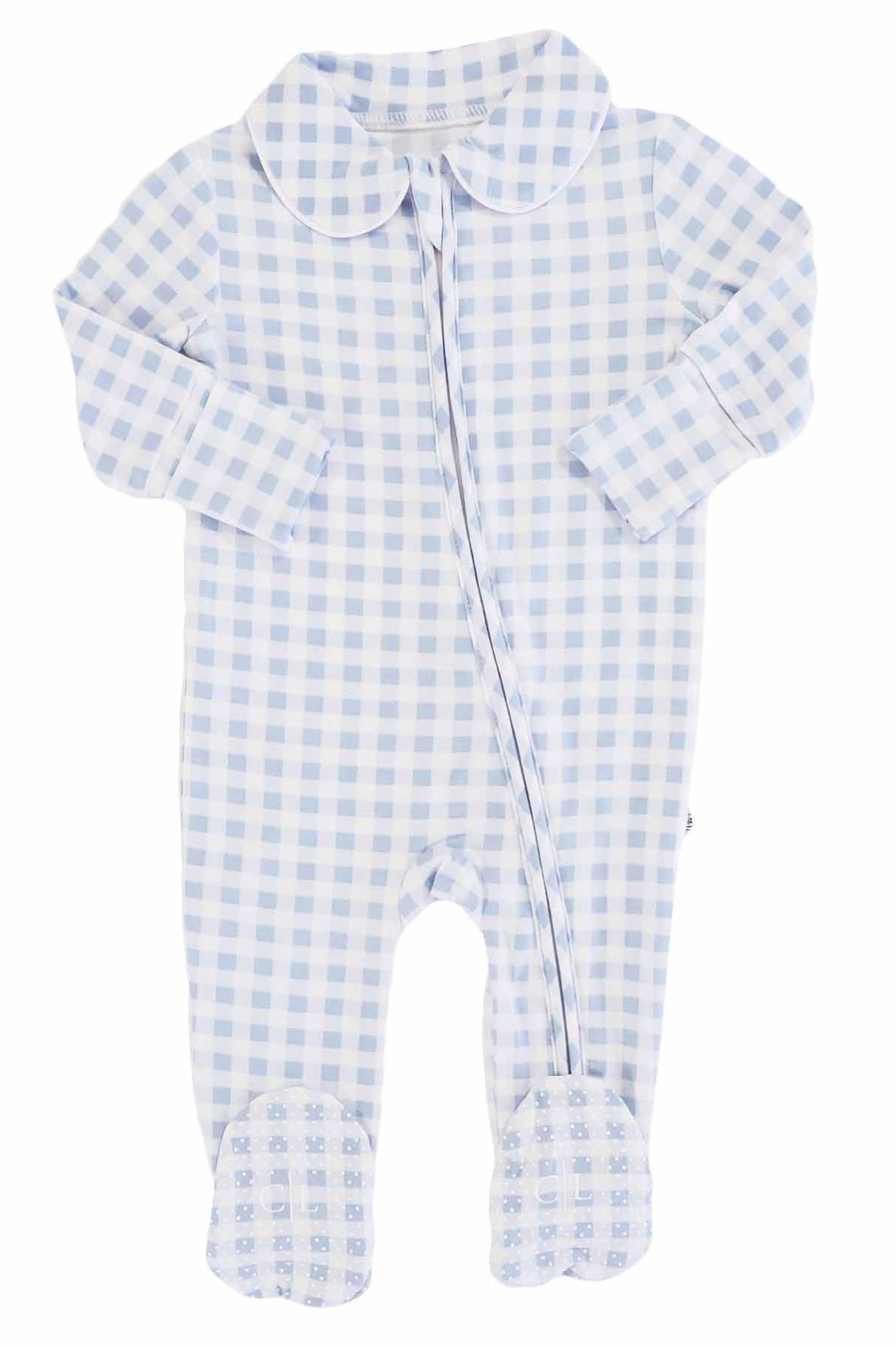 Blue Gingham Peter Pan Collar Footie