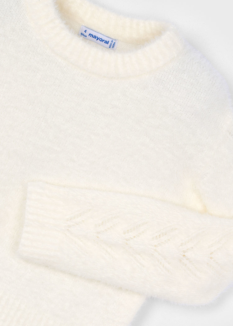 Ecru Fur Knit Sweater