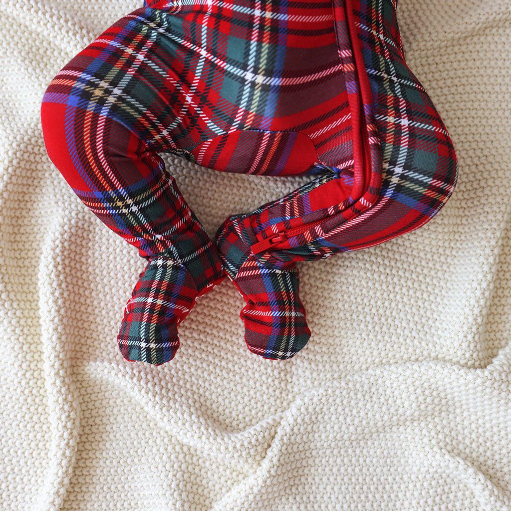 Red Tartan Plaid Footie