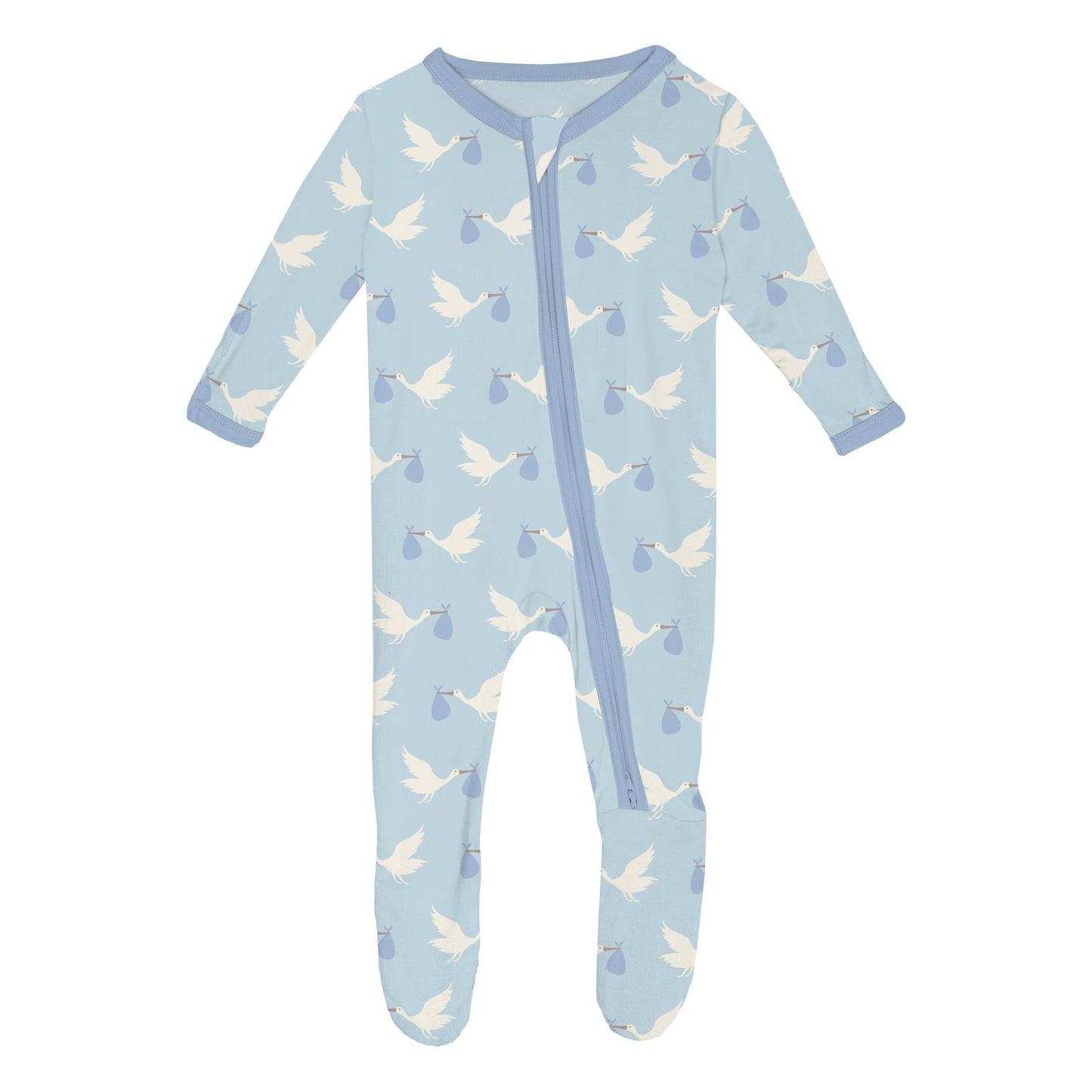Spring Sky Stork Stripe Footie