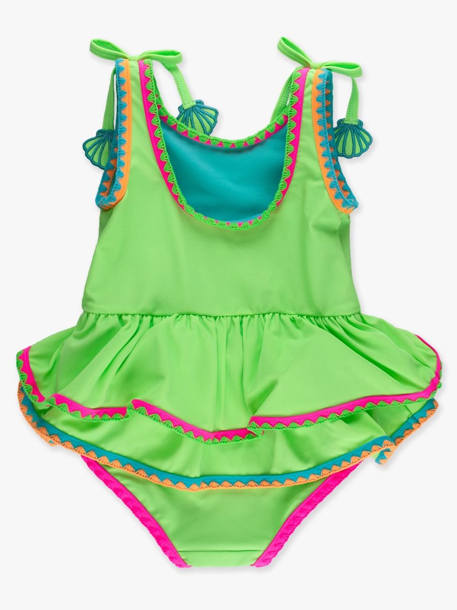 Neon Honeydew Crochet Peplum Swimsuit