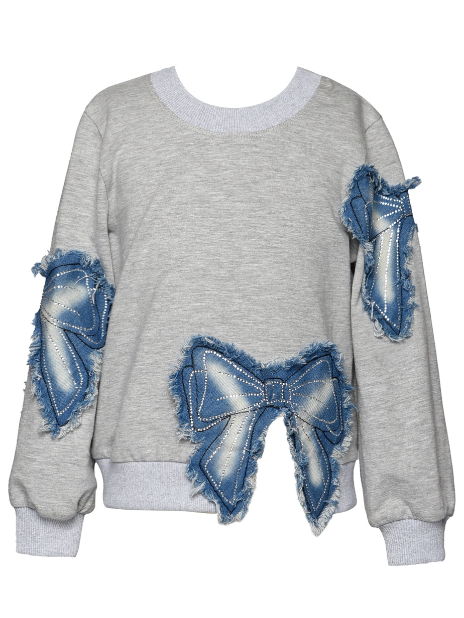 Denim Bow Patch Top
