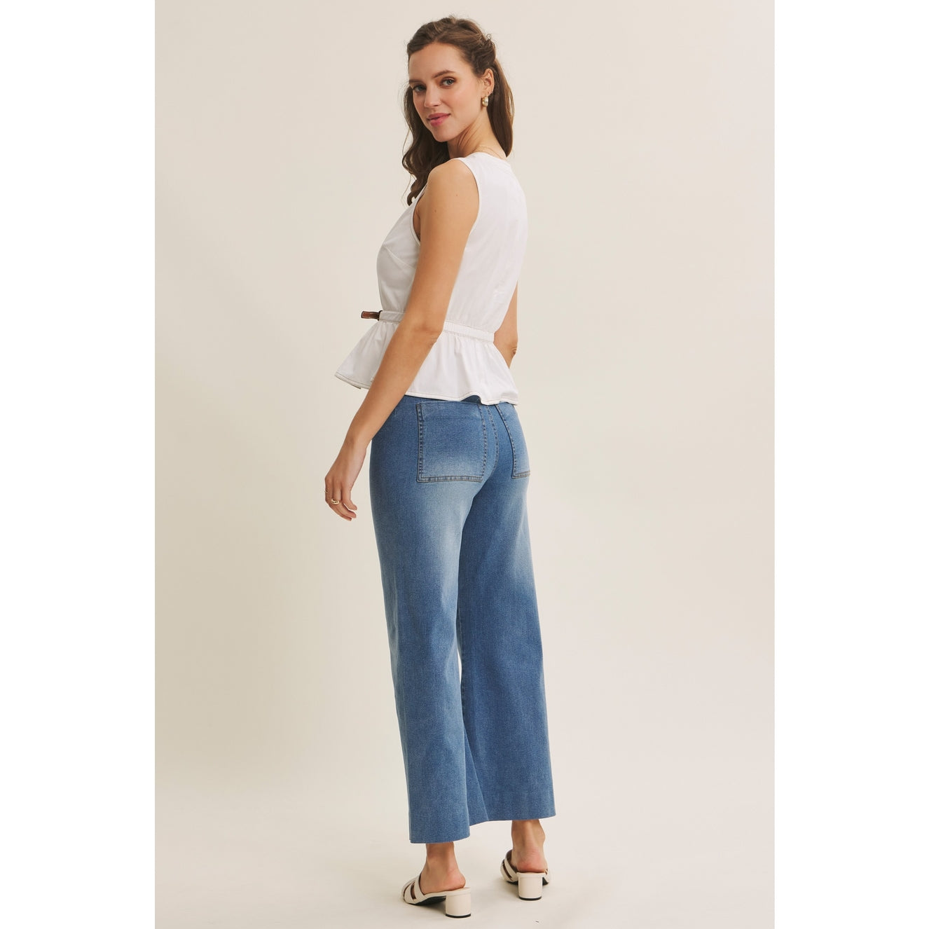 Off White Belted Top