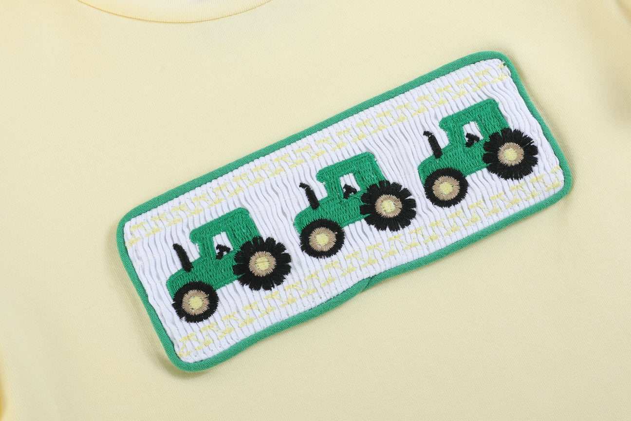 Green Tractor Smocked Short Set