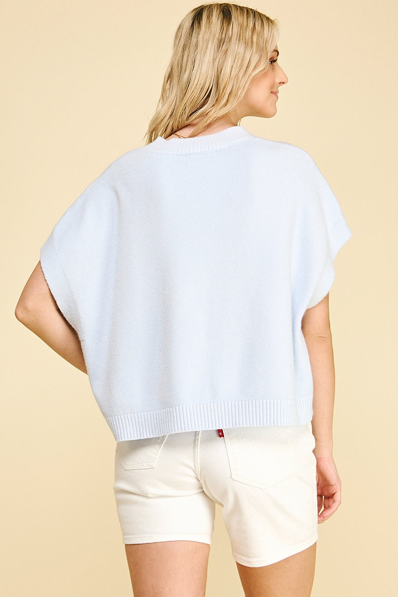 Pale Blue Drop Shoulder Sweater