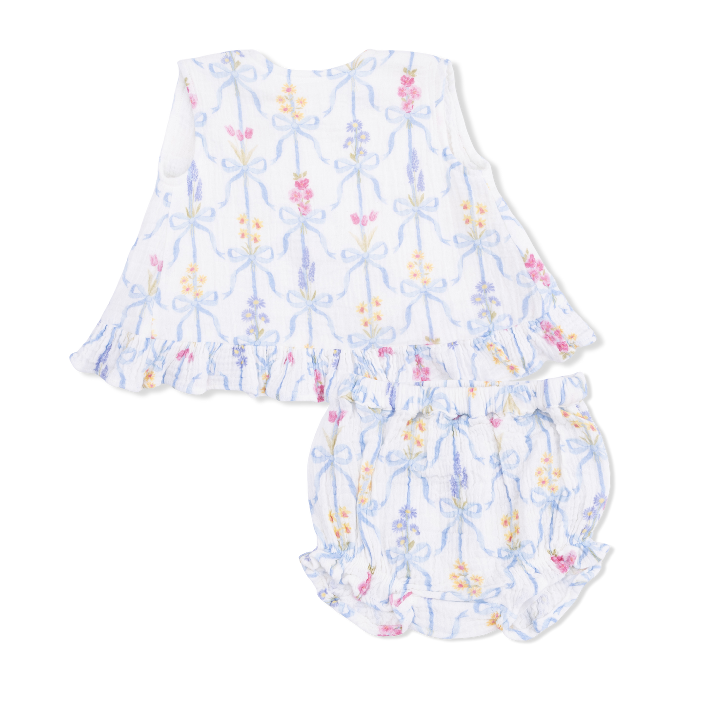 Ribbon Bouquet Ruffle Top With Bloomer