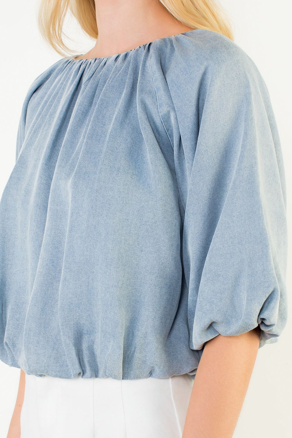 Denim Blue Flowy Top