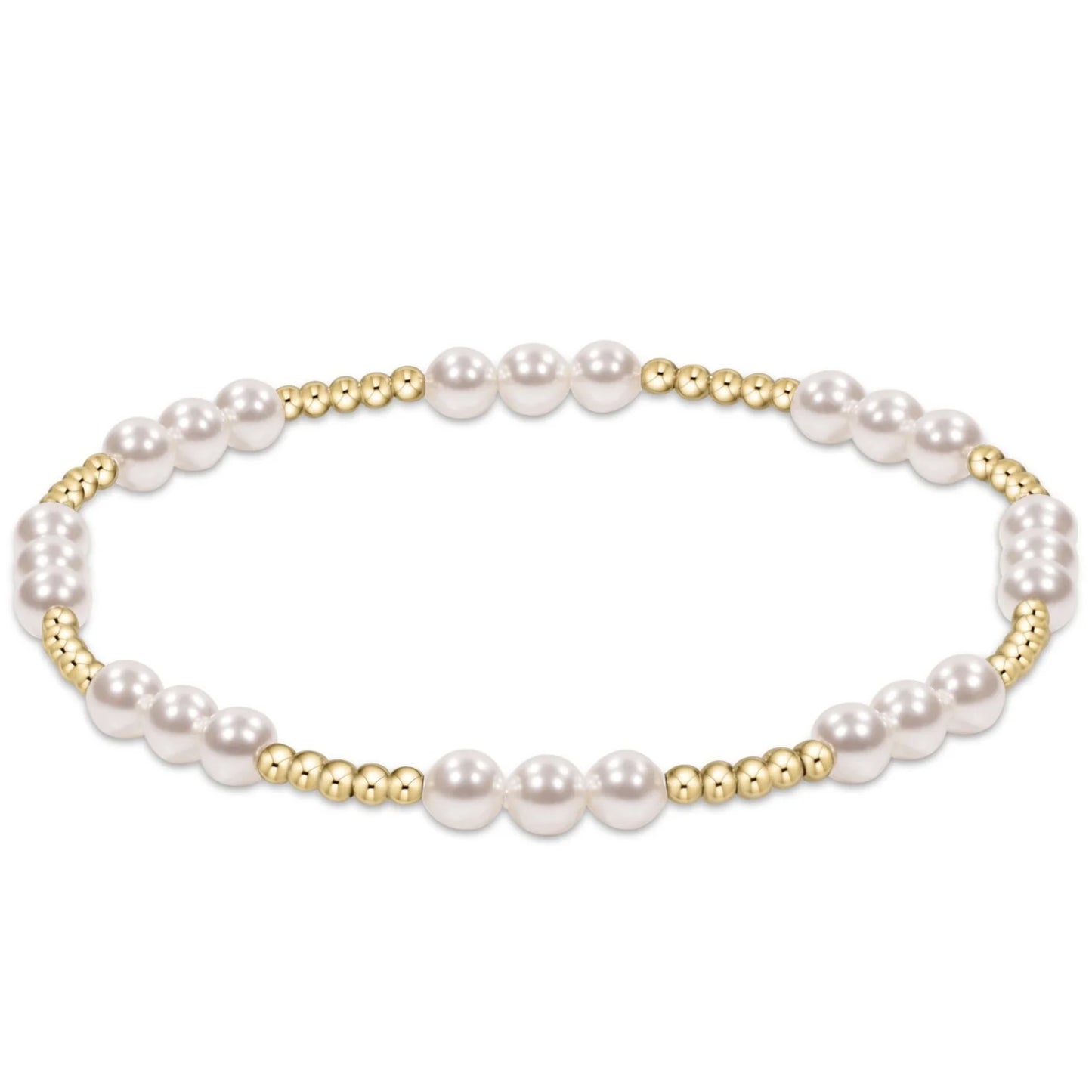 Classic Joy Pattern 4mm Bead Bracelet - Pearl