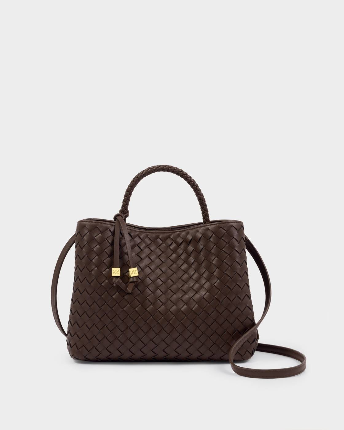 Nova Hand Woven Top Handle Bag - Chocolate