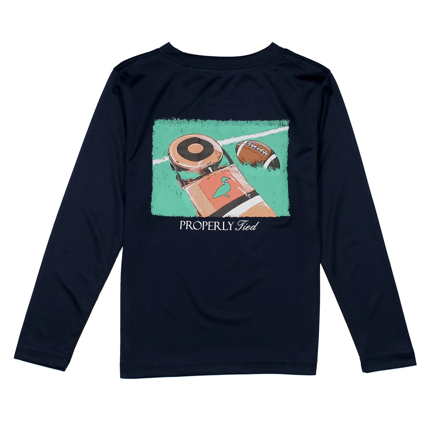 First Down River Blue LS Performance Tee