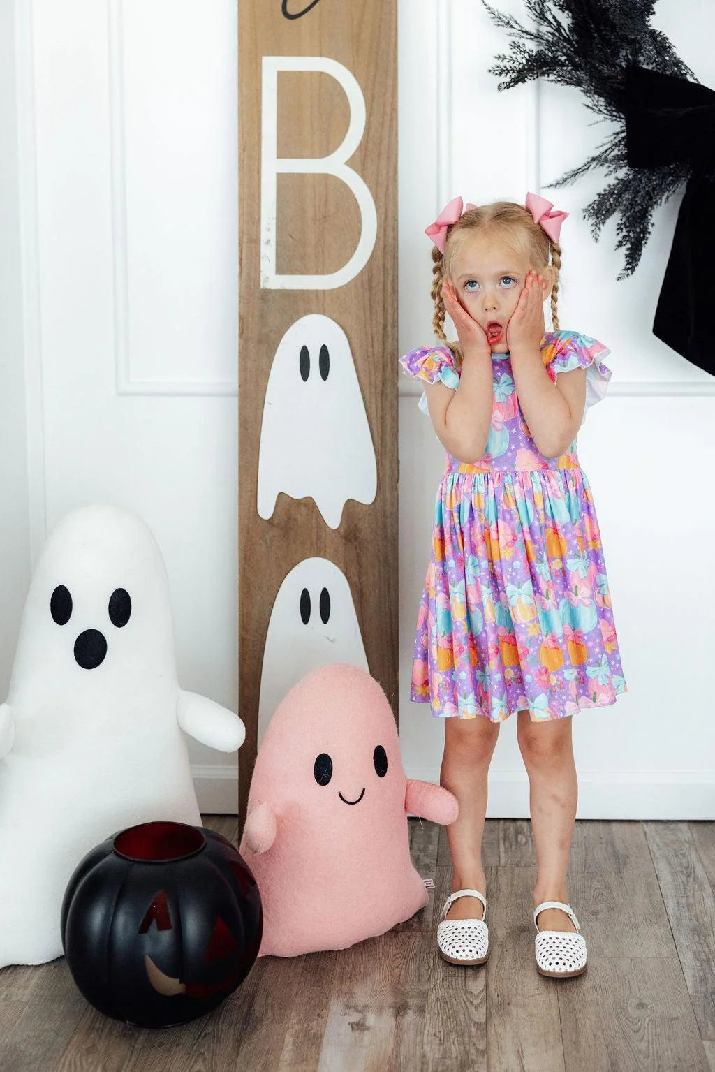 Autumn Sparkle Flutter Sleeve Twirl Dress
