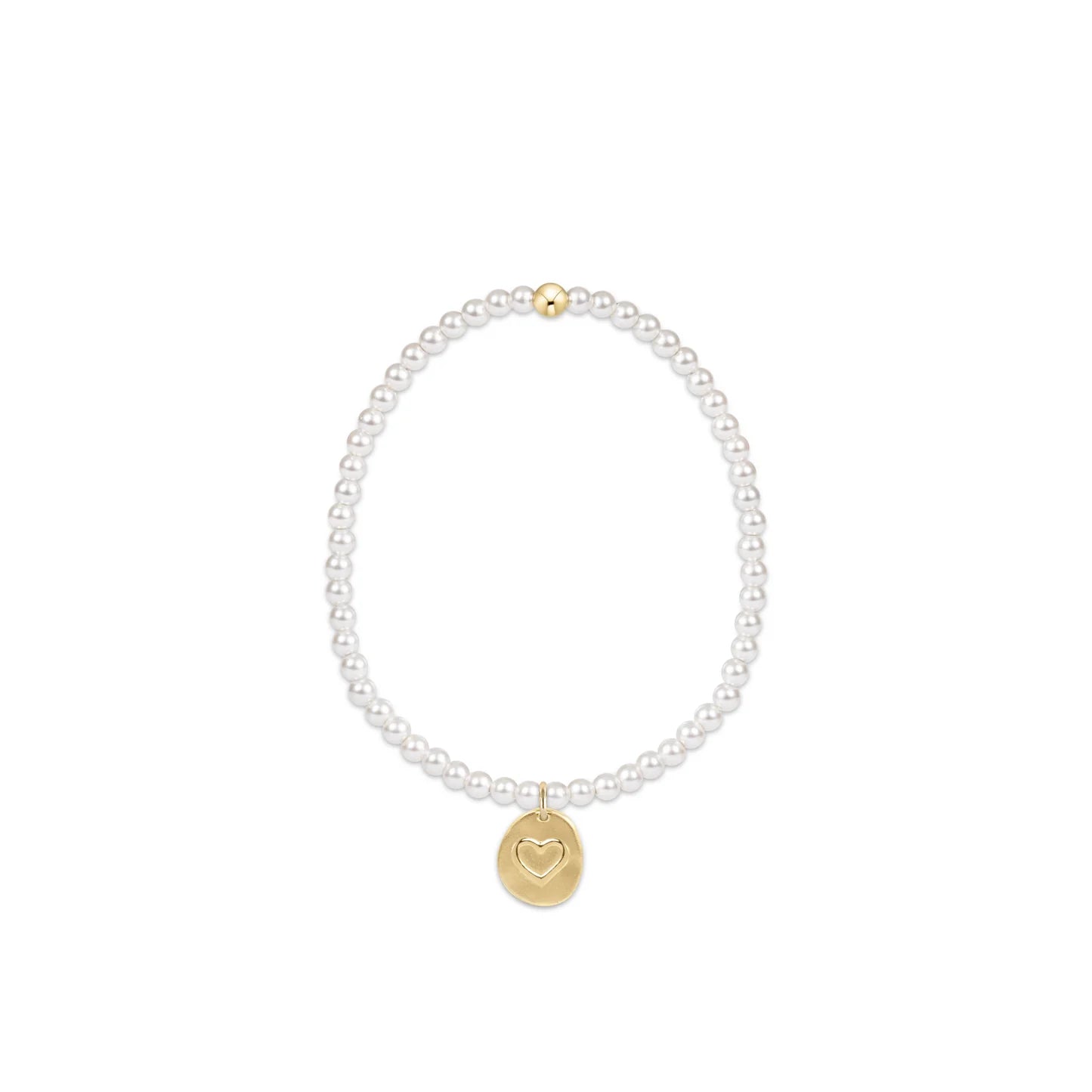 Classic Pearl 3mm Bead Bracelet - Inspire Love Small Gold Charm