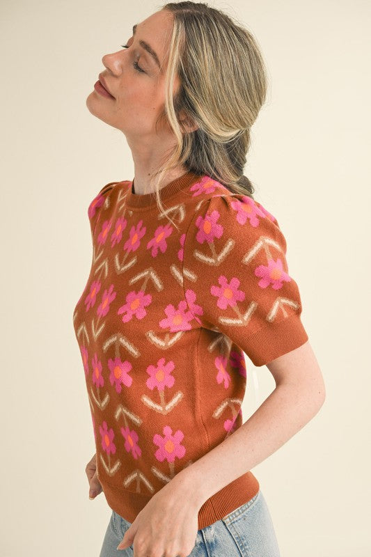 Emily Sweater Top In Rust