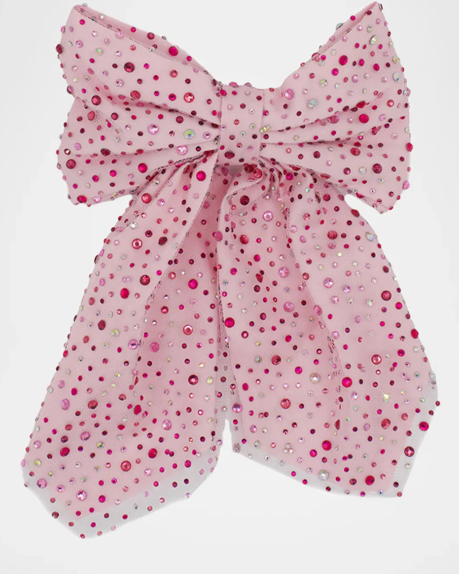 Jeweled Tulle Bow Tail Clip