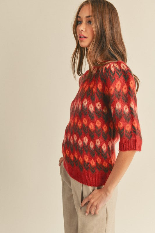 Fall Floral Sweater Top