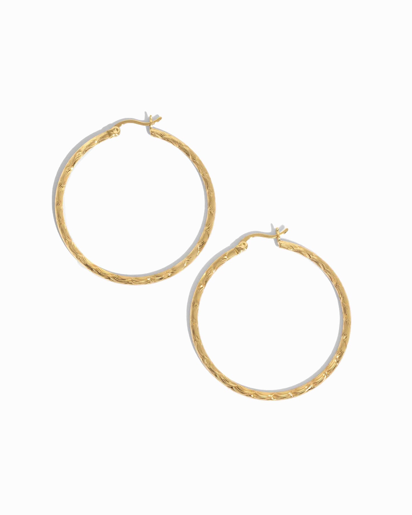 Gold Textured Hoops