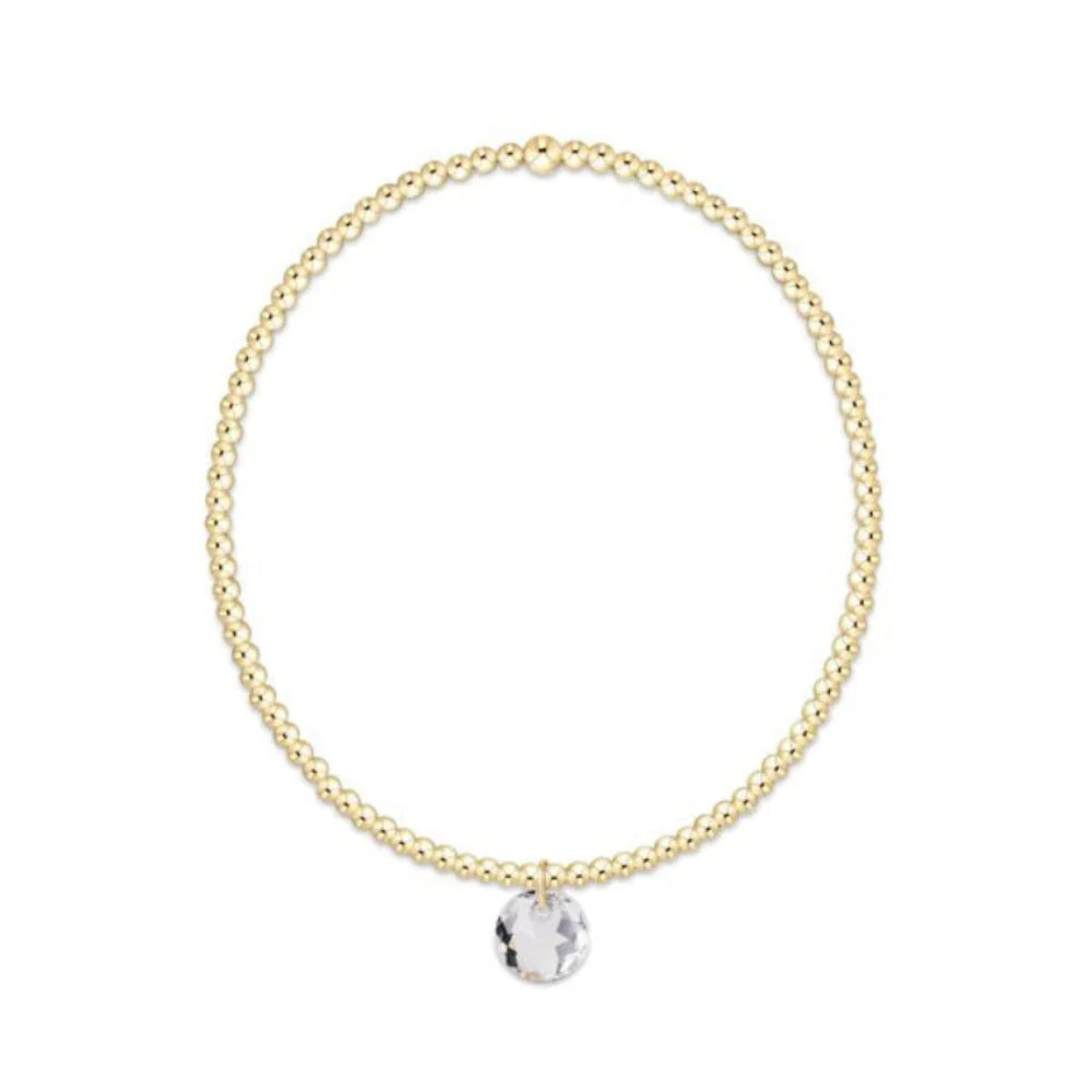 Classic Gold 2mm Bracelet - Reflection Small Charm April