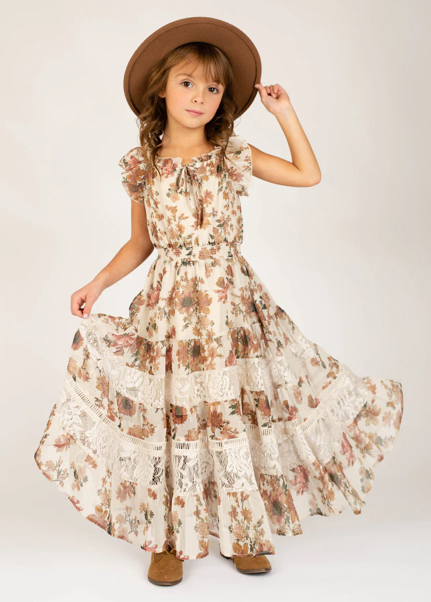Sand Floral Shira Dress