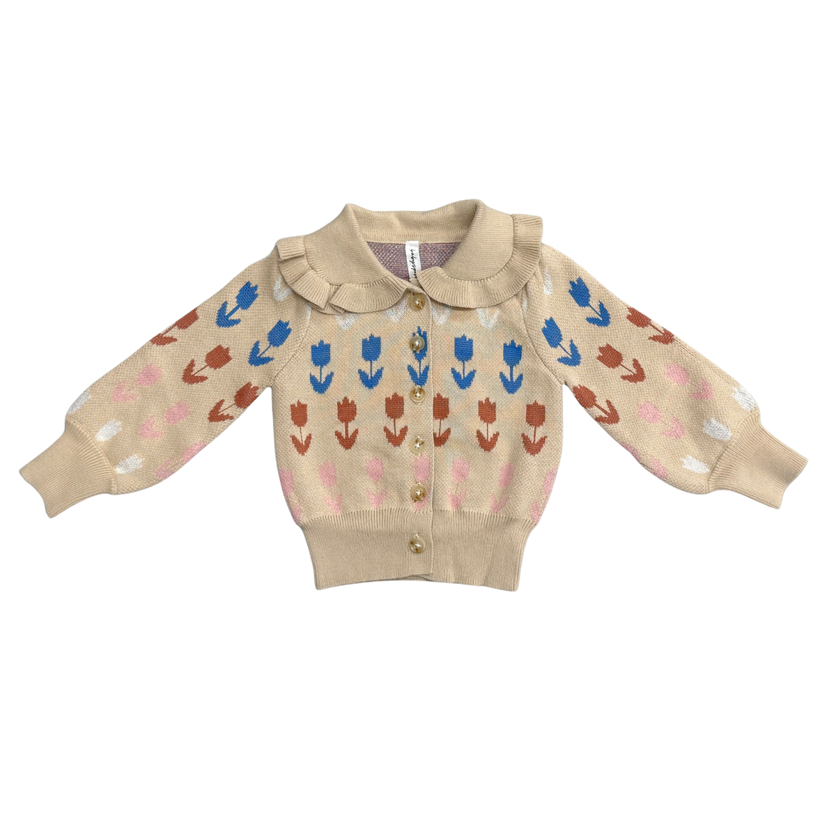 Tulip Intarsia Knit Cardigan