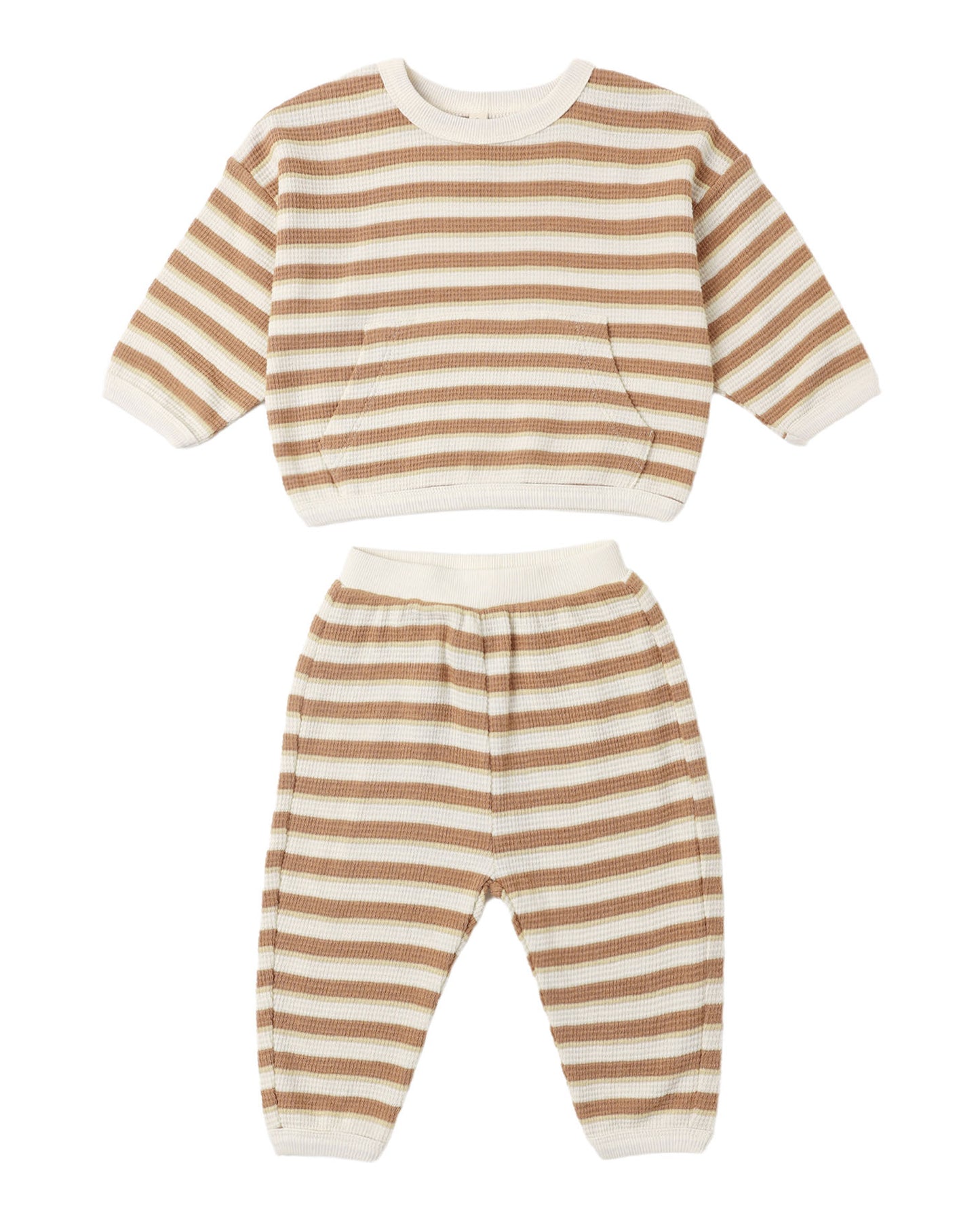 Ivory Spice Stripe Waffle Slouch Set