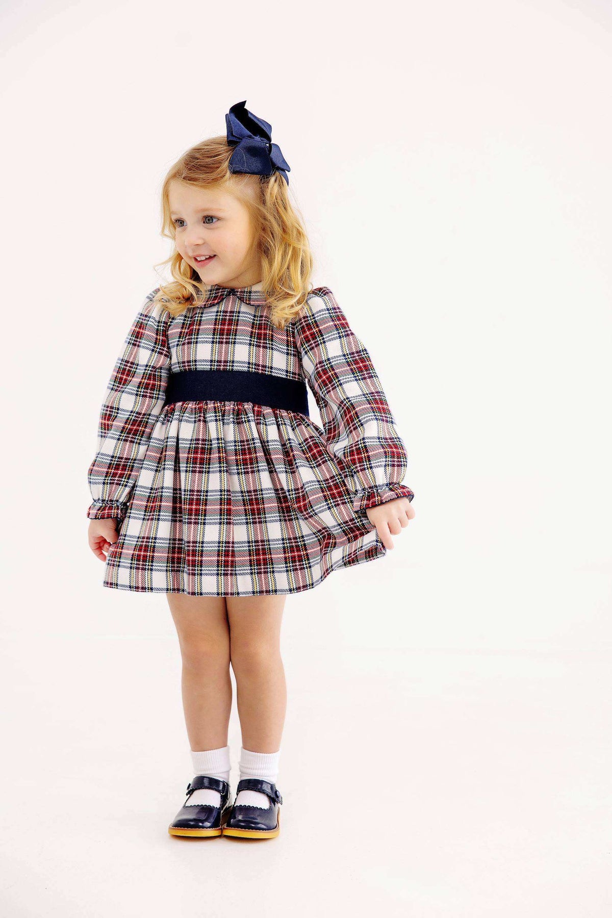 Long Sleeve Cindy Lou Sash Dress Paris Pike Plaid