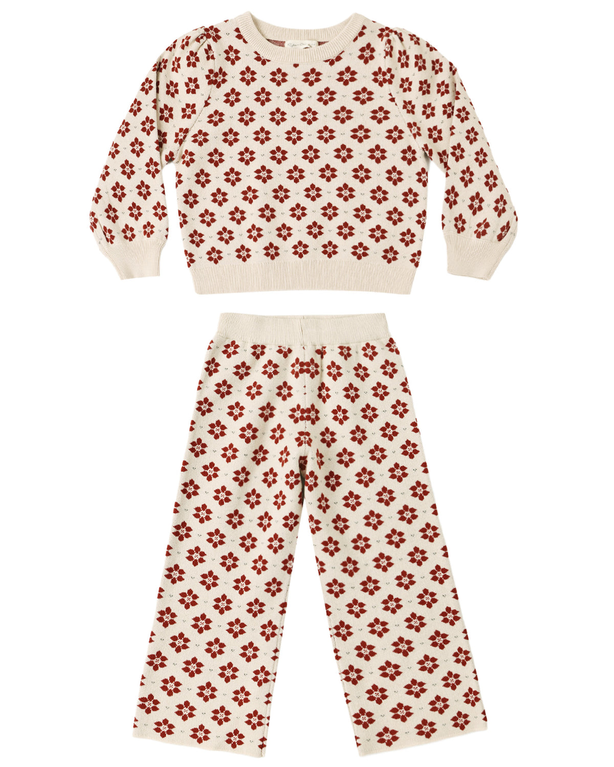Poinsettia Jacquard Knit Set