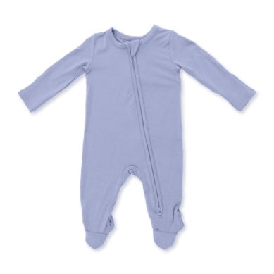 Solid Blue Fog Zipper Footie