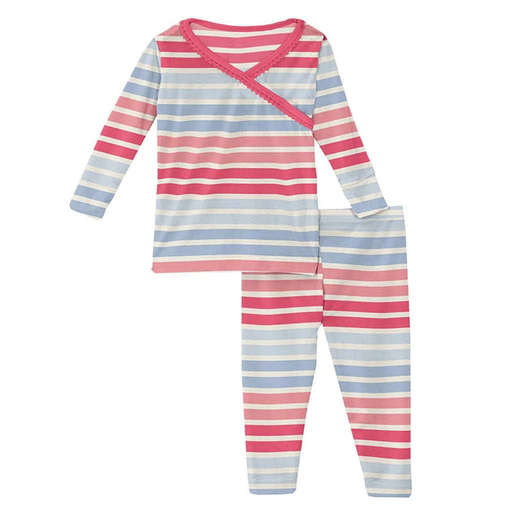 Cotton Candy Stripe Kimono Pajama Set