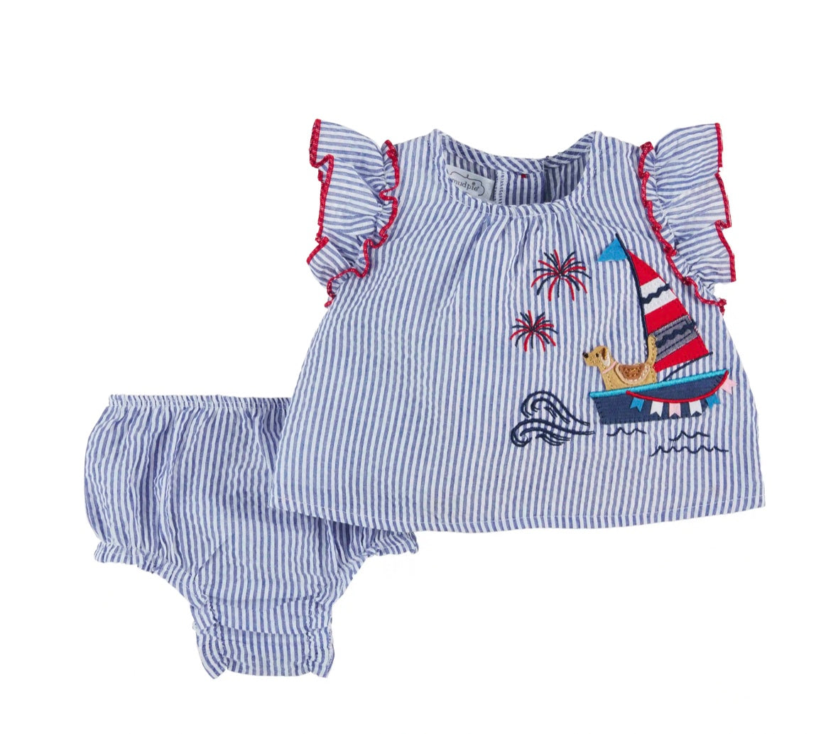 Sailboat Puppy Pinafore Set