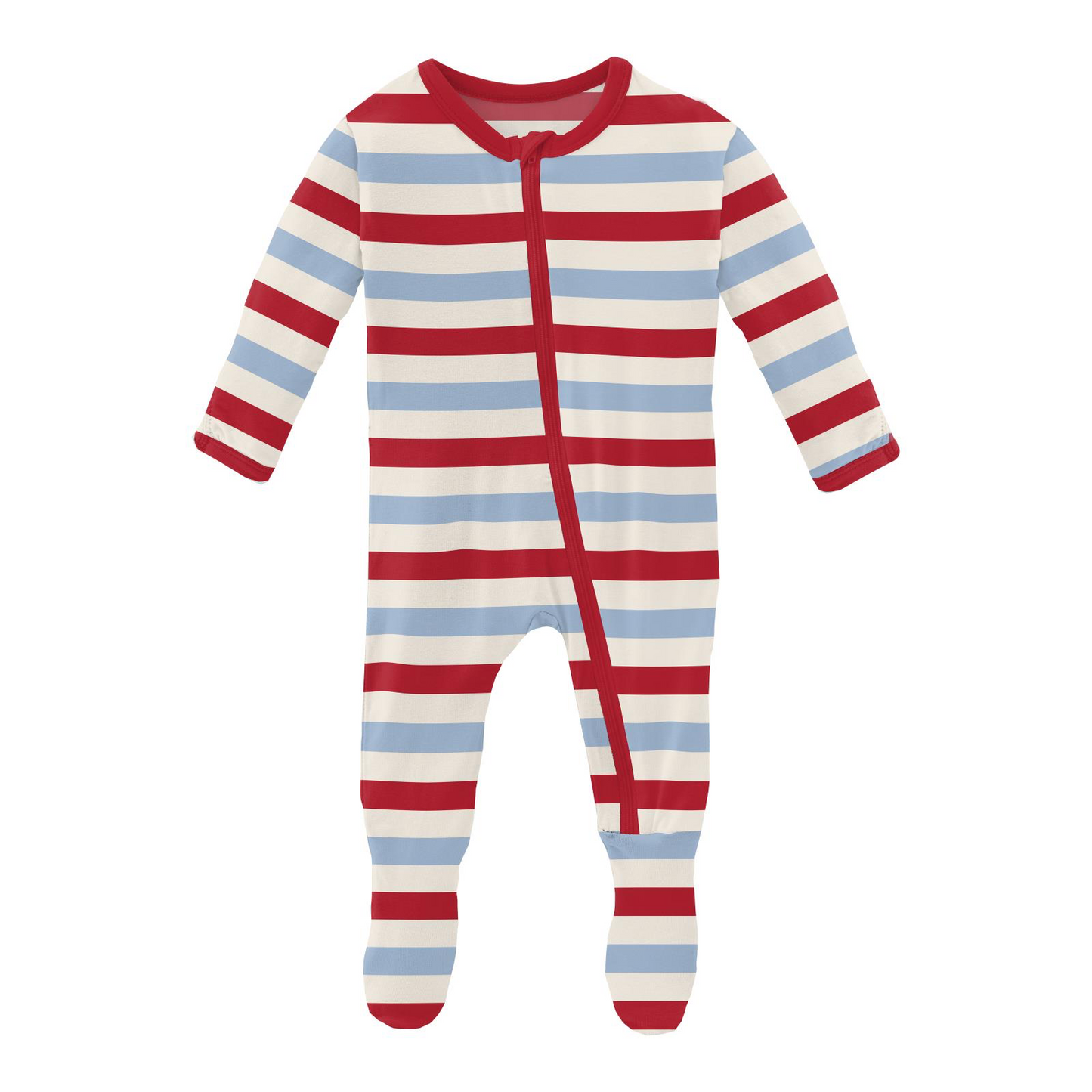 Balloon Stripe Footie with Zip