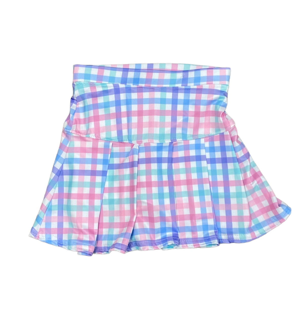 Blue Sky Plaid Tennis Skort