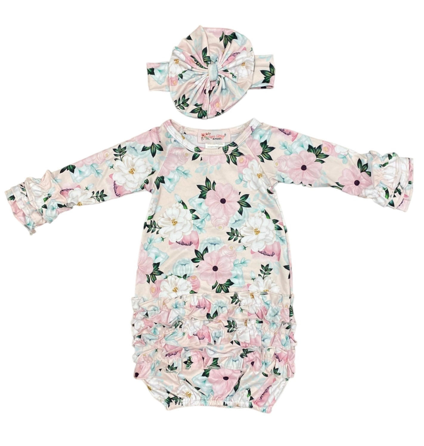 Blush Garden Baby Gown & Headband
