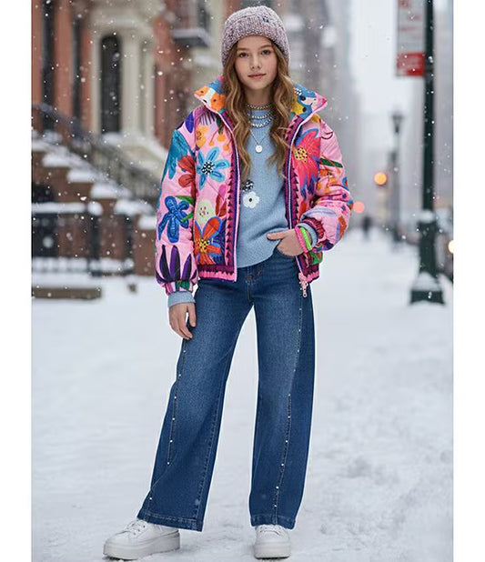 Rhinestone Stretch Barrel Jeans