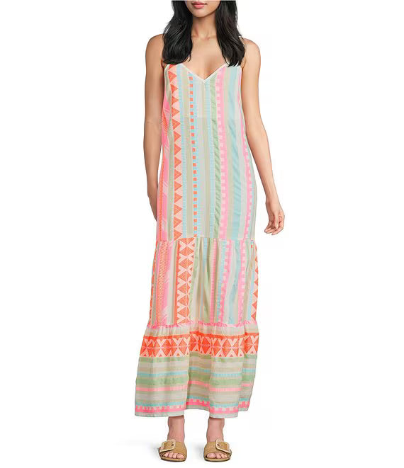 Neon Aztec A-Line Maxi Dress