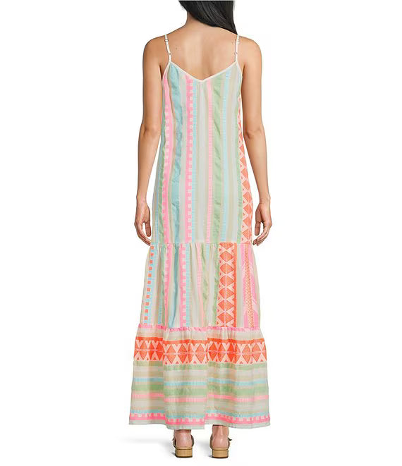 Neon Aztec A-Line Maxi Dress