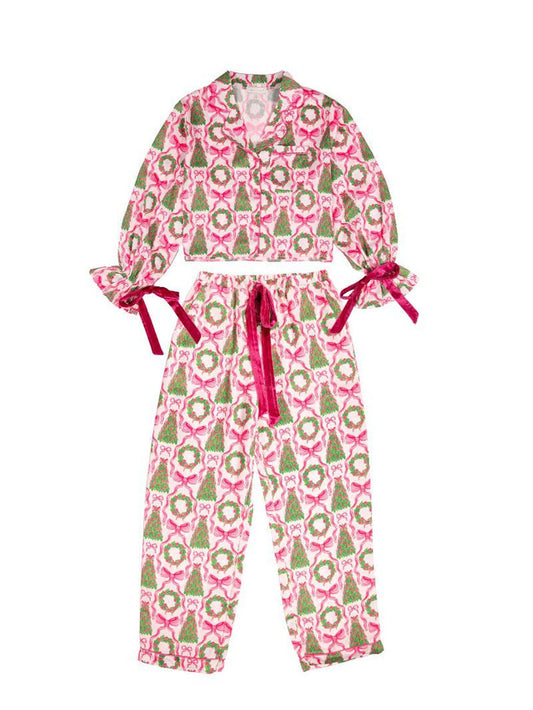 Christmas Long Sleeve Bow PJ Set