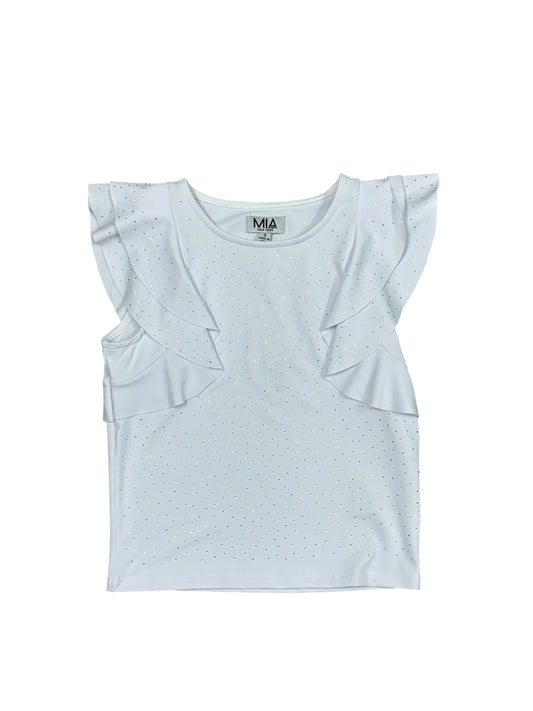 Silver Studded White Flutter Top