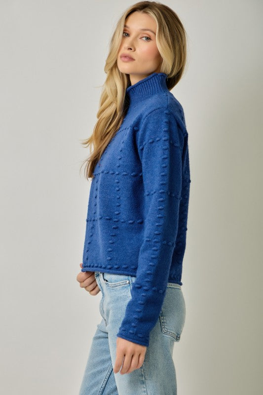 High Neck Pompom Sweater