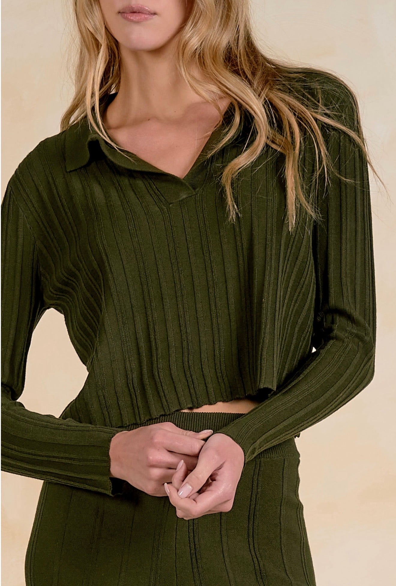 V Neck Ribbed Top