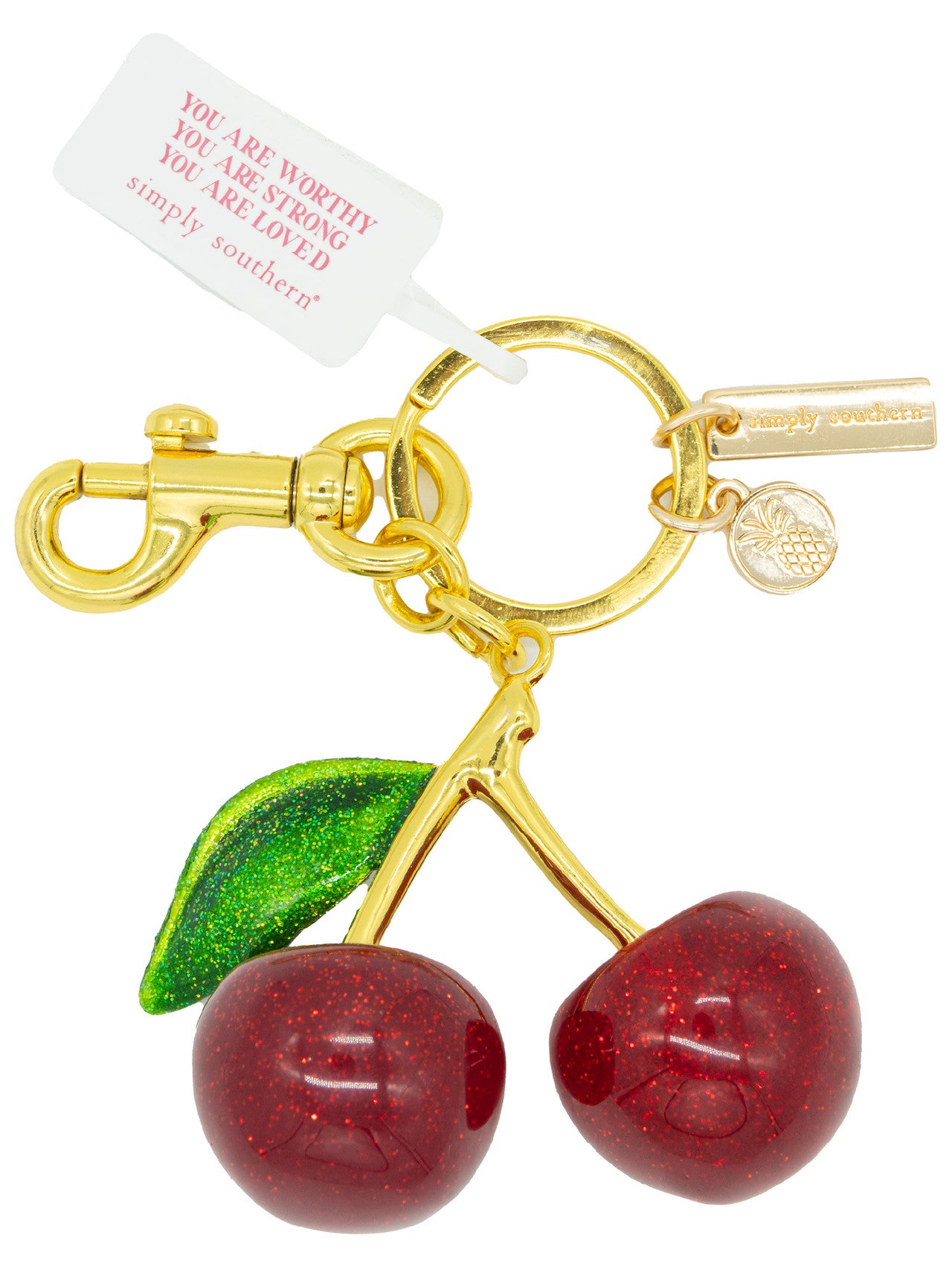 Bag Charm Cherry - Red Glitter
