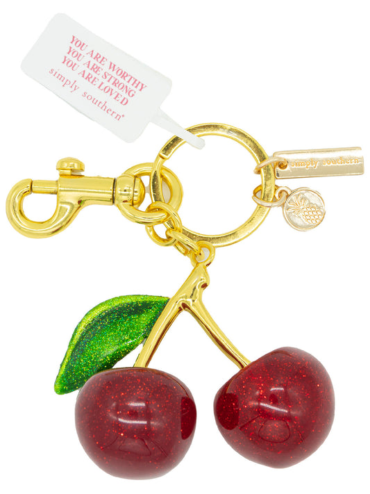 Bag Charm Cherry - Red Glitter