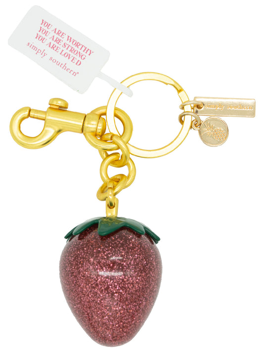 Bag Charm Strawberry - Red Glitter