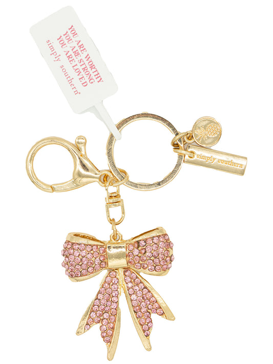 Bag Charm Bow - Pink Rhinestone