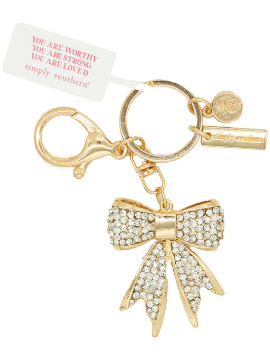Bag Charm Bow - Silver Rhinestone