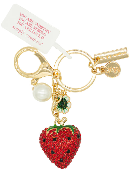 Bag Charm Strawberry - Red Rhinestone