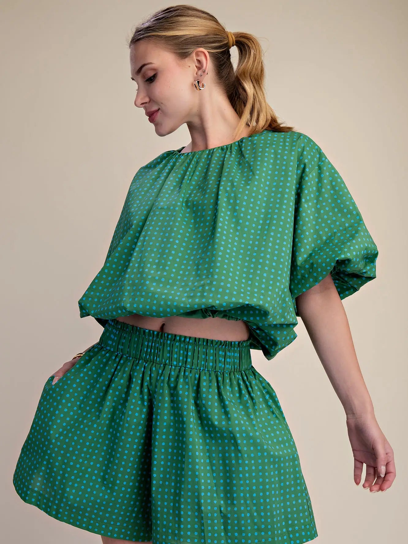 Kelly Green Polkadot Set