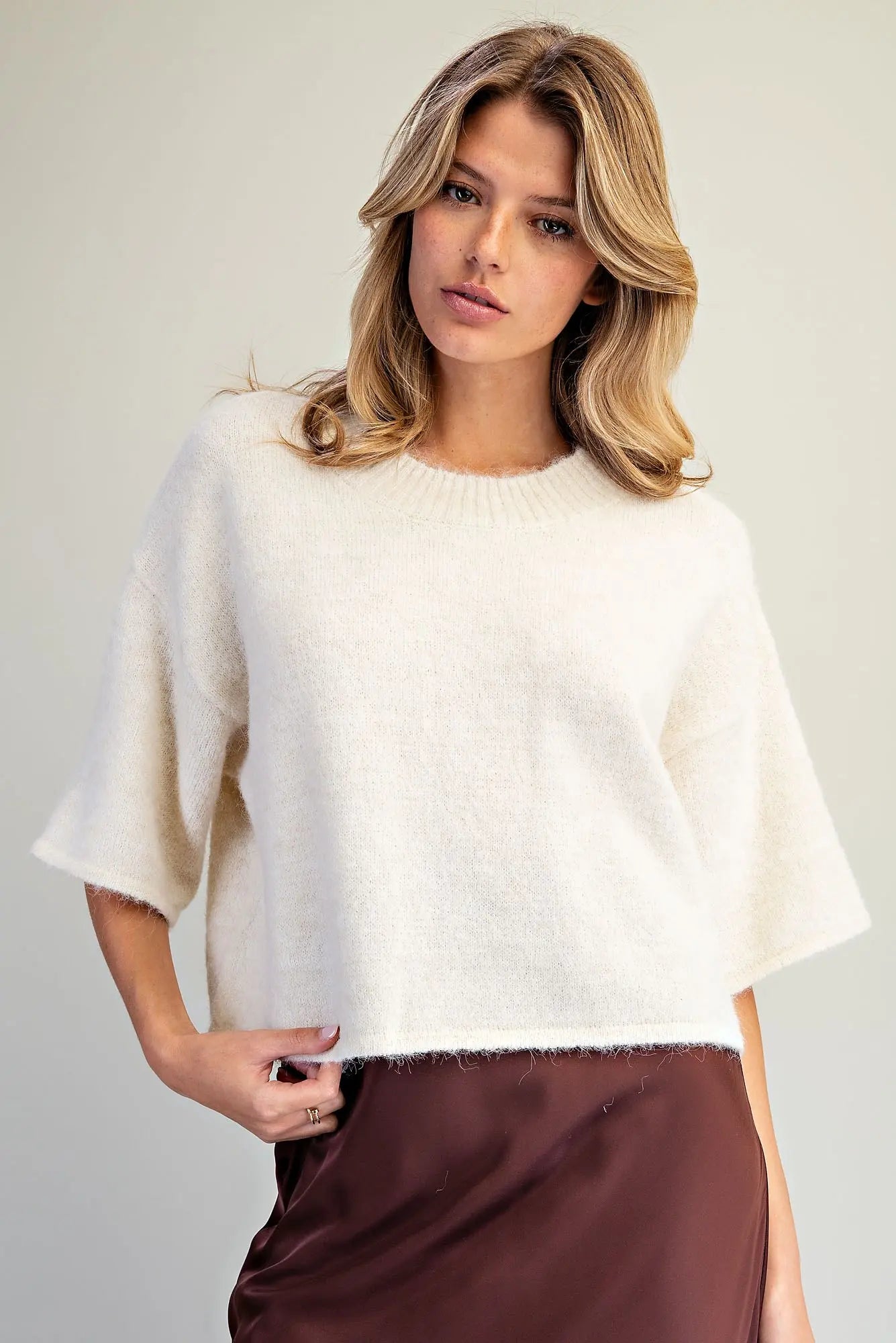 Oatmeal Boxy Knit Sweater