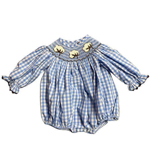 Cotton Smocked Gingham Bubble